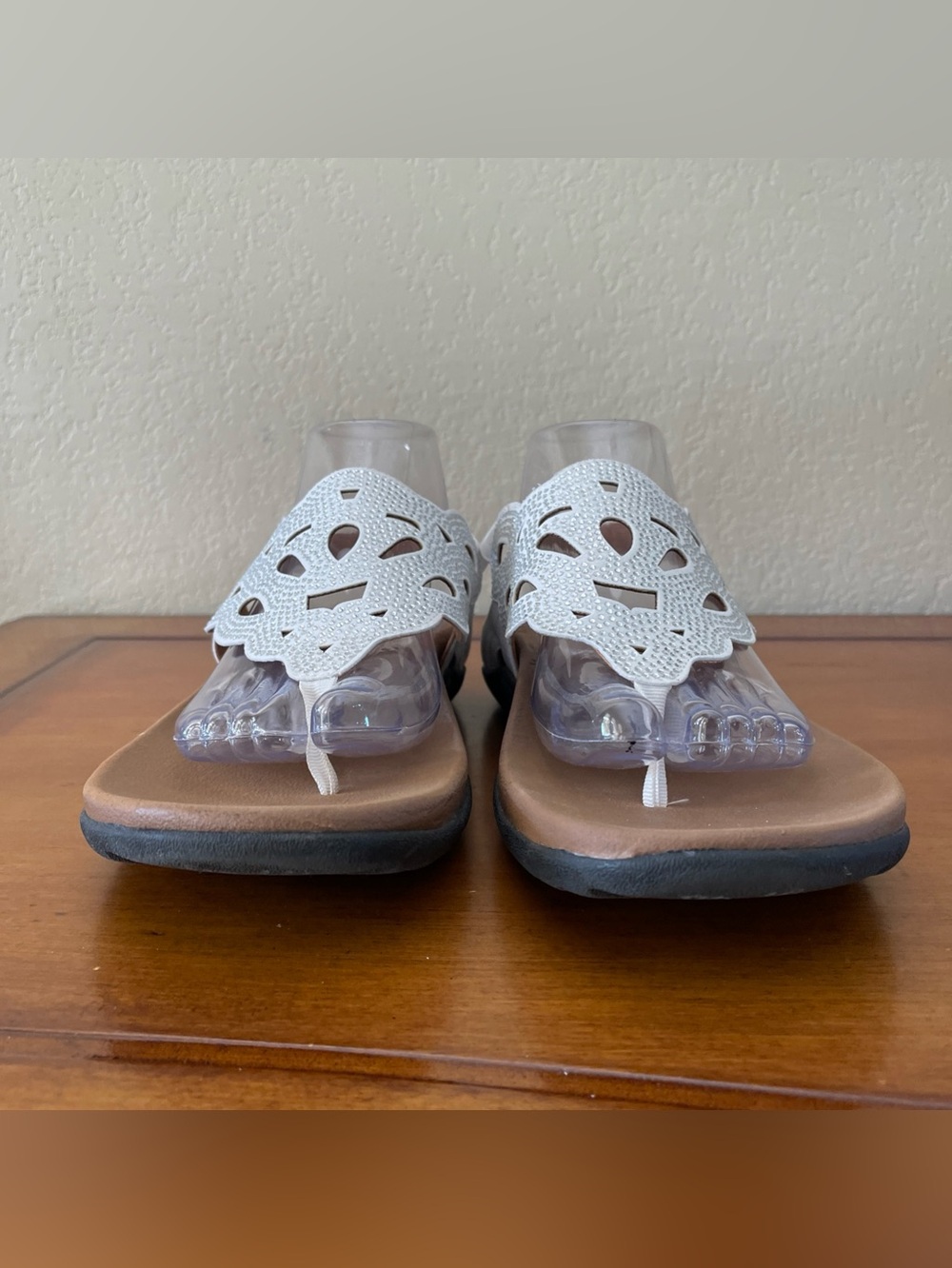 Rockport Ridge Sling Womens Sandals Sz 10 White Silver Bling Leather Laser Cut - Picture 8 of 14